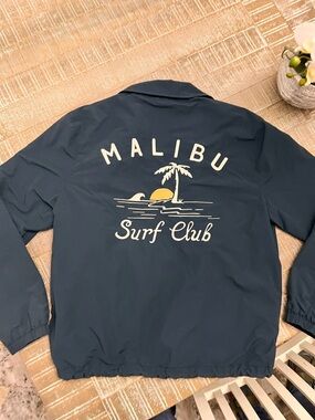 Faherty Navy Blue Men's Windbreaker Coach Jacket